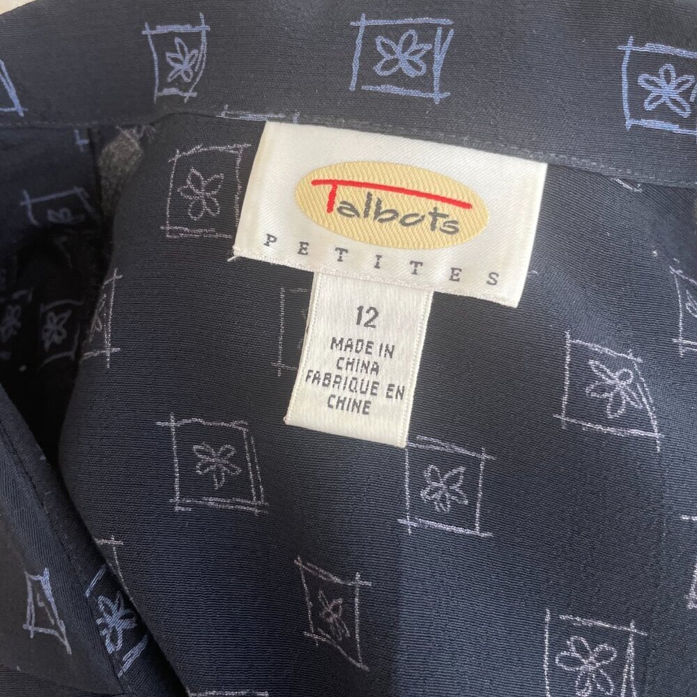 Talbots Navy Blue Collared Short Sleeve Button-down Midi Dress, Size 12P - Picture 6 of 8